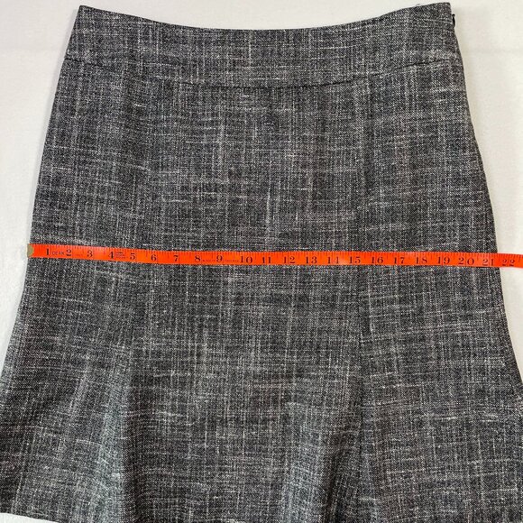 LOFT Silk Blend Tweed Skirt Fluted Hem Midi Black Gray Size 10 - Picture 6 of 10